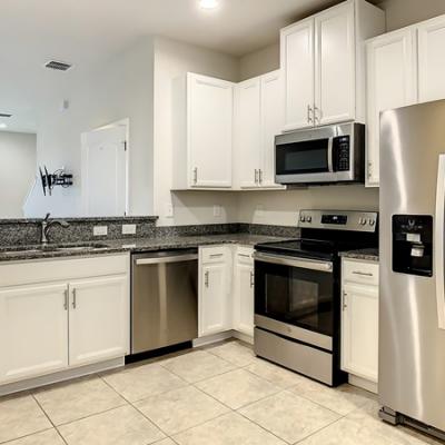 Kitchen with recessed lighting